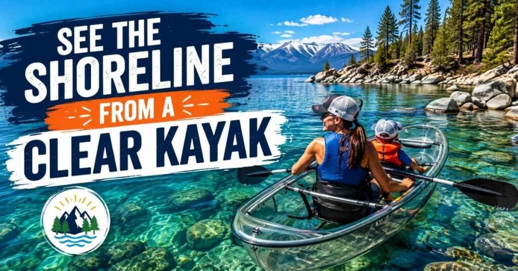See the shoreline from a clear kayak